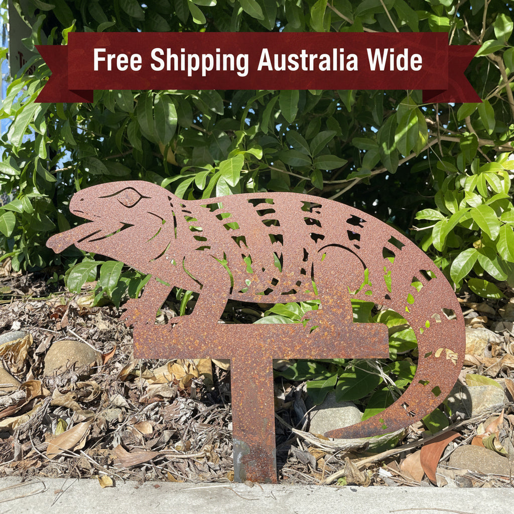 Blue Tongue Lizard Garden Stake – Australian Corten Steel