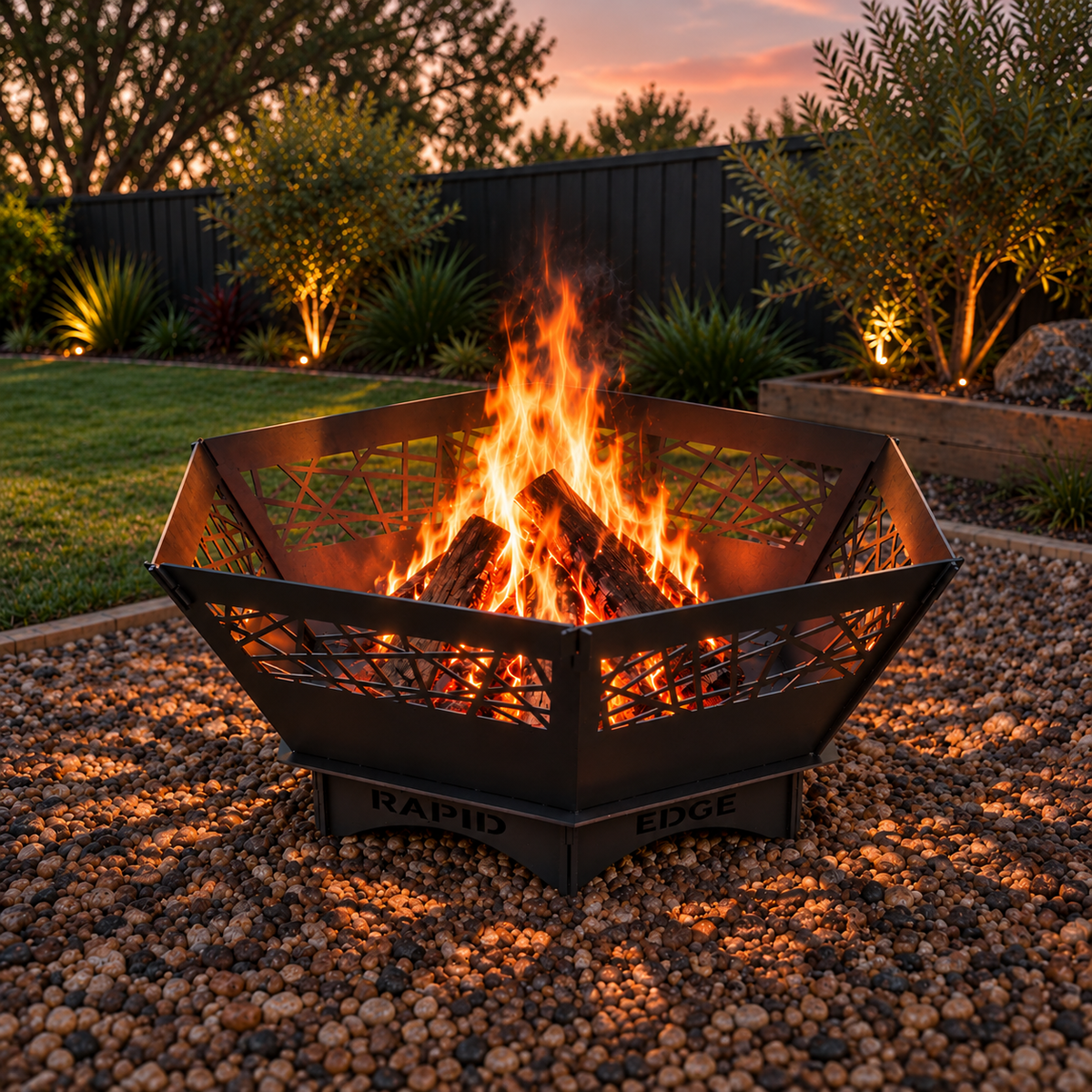 Fire Pit - Geometric 3mm Corten Steel flat pack  – Australian Made