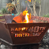 Fire Pit - Happy Birthday & Custom Age 3mm Corten Steel flat pack  – Australian Made