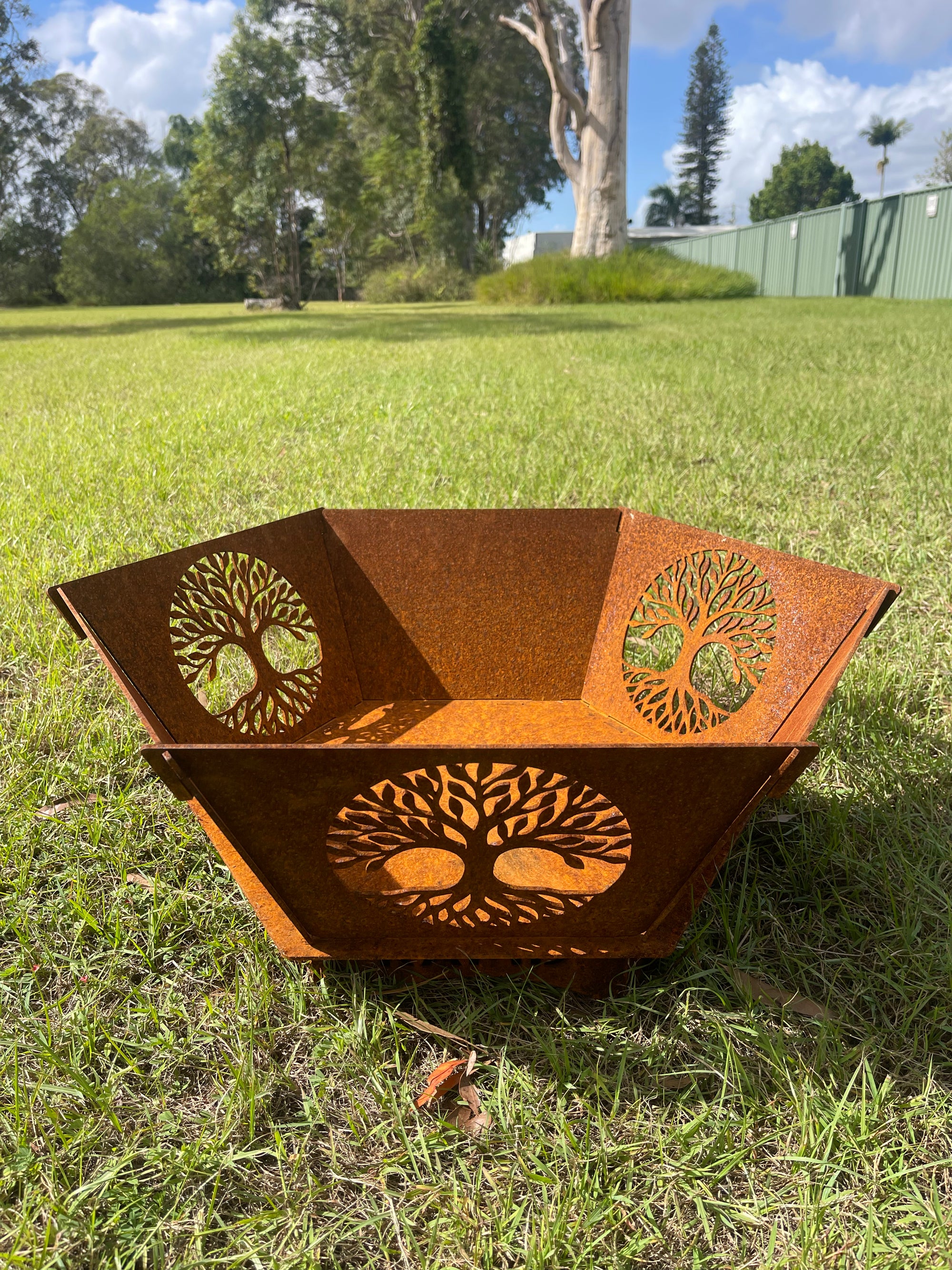 Fire Pit - Tree of Life 3mm Corten Steel flat pack  – Australian Made