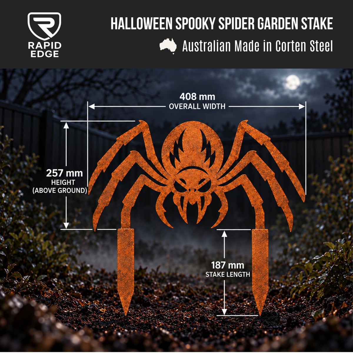 Halloween Corten Steel Garden Stakes | Spooky Metal Yard Art