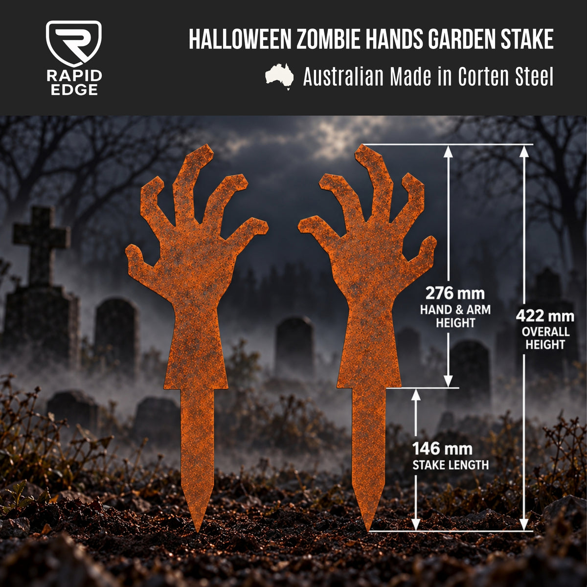 Halloween Corten Steel Garden Stakes | Spooky Metal Yard Art