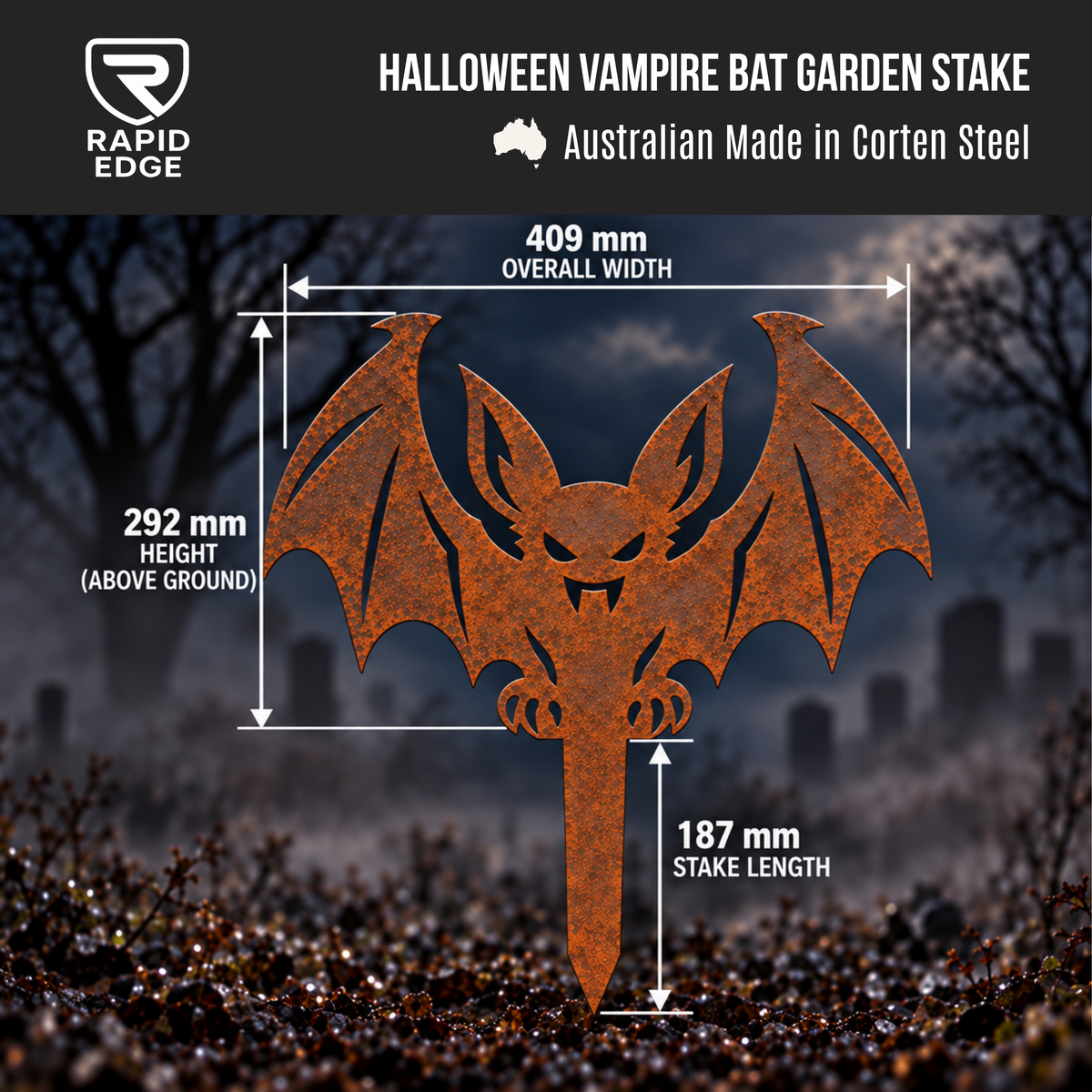 Halloween Corten Steel Garden Stakes | Spooky Metal Yard Art
