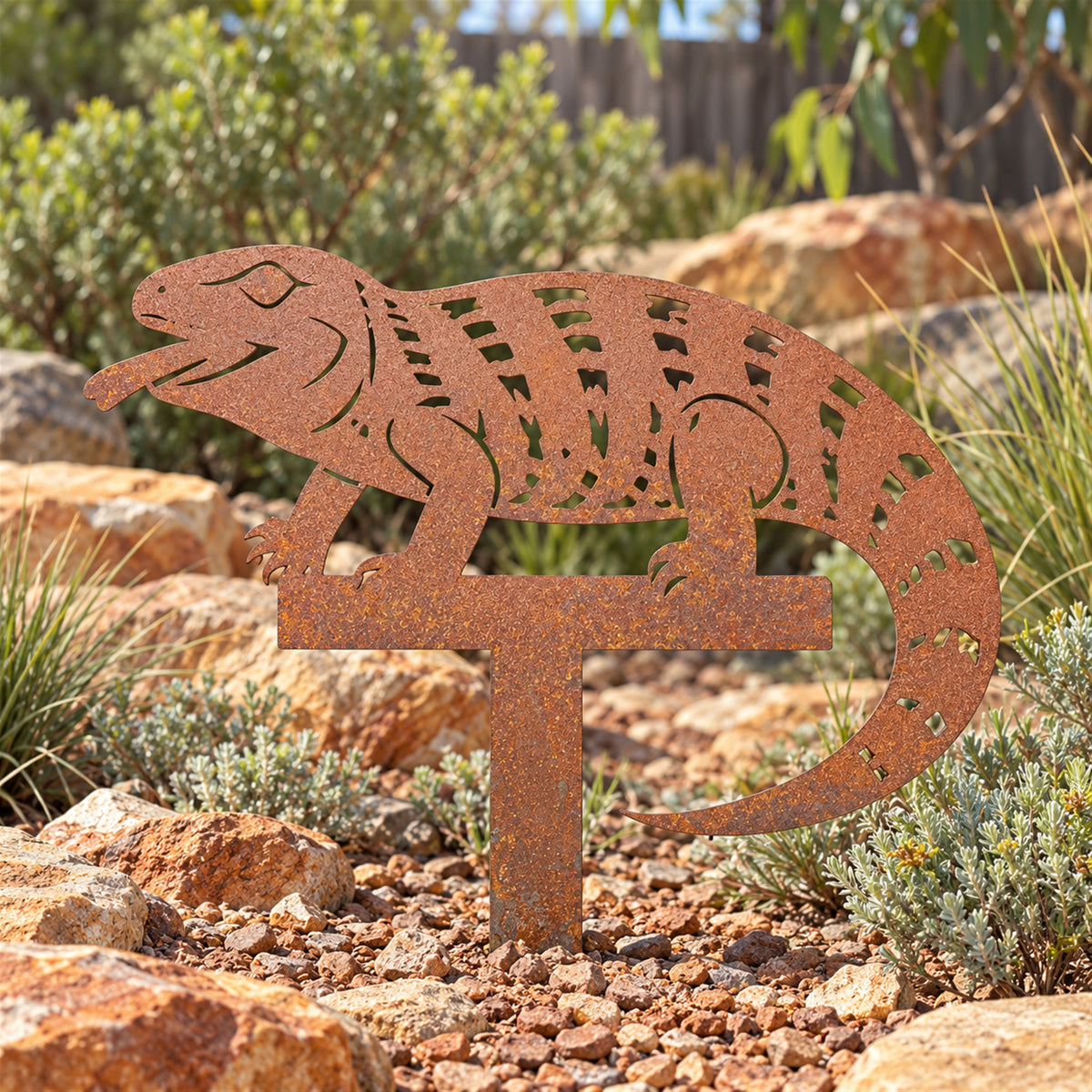 Blue Tongue Lizard Garden Stake – Australian Corten Steel