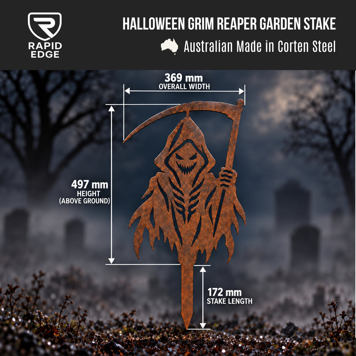 Halloween Corten Steel Garden Stakes | Spooky Metal Yard Art