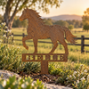 Custom Corten Steel Horse Garden Stake - Personalized Name Plaque