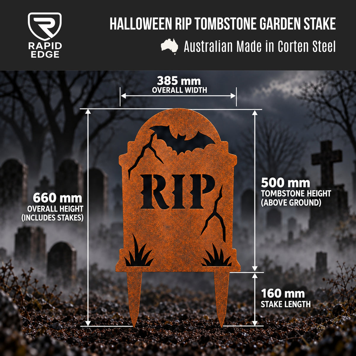 Halloween Corten Steel Garden Stakes | Spooky Metal Yard Art