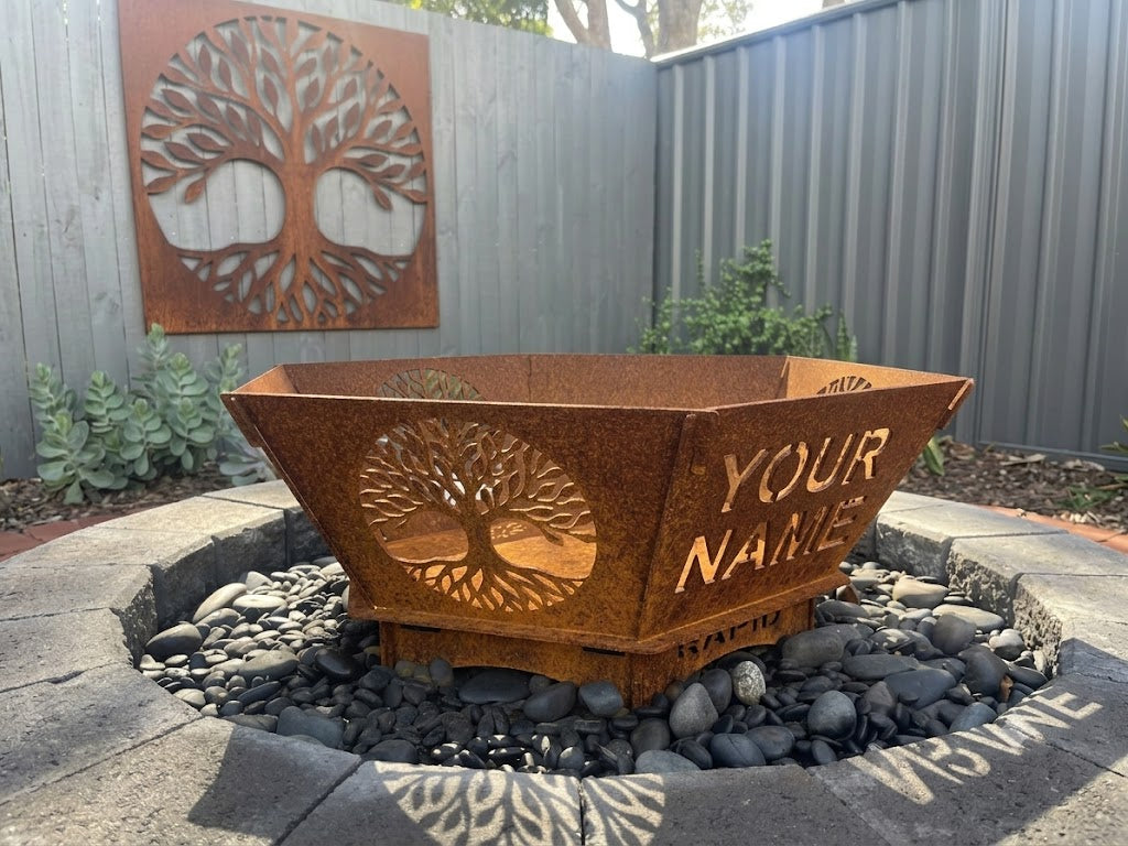Fire Pit - Tree of Life 3mm Corten Steel flat pack  – Australian Made