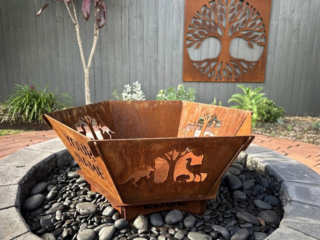 Fire Pit - Australiana 3mm Corten Steel flat pack  – Australian Made