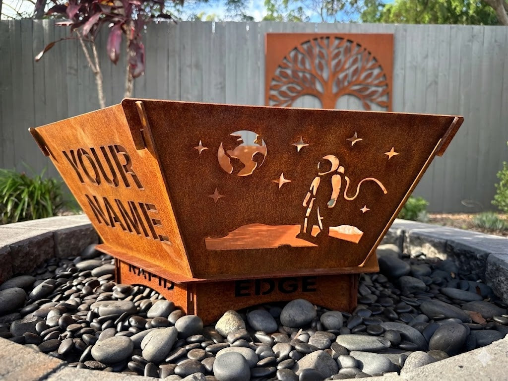 Fire Pit - Spaceman 3mm Corten Steel flat pack  – Australian Made